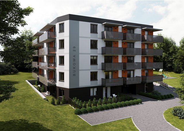 Wizualizacja — widok od podjazdu