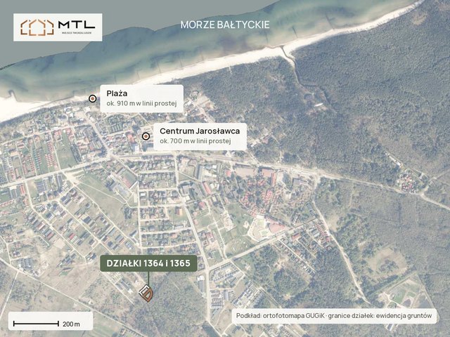 Dwie działki inwestycyjne 1 948 m² – Jarosławiec, ul. Morska – nr 1364 i 1365